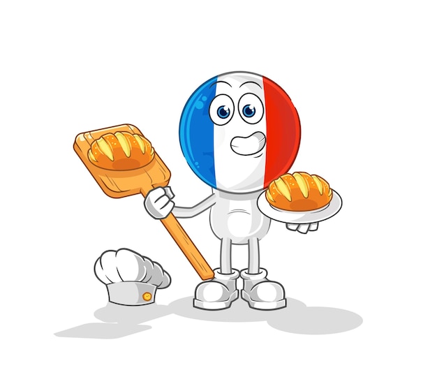 Vector france baker with bread cartoon mascot vector