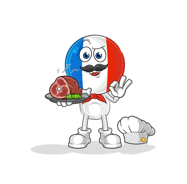 France chef with meat mascot cartoon vector