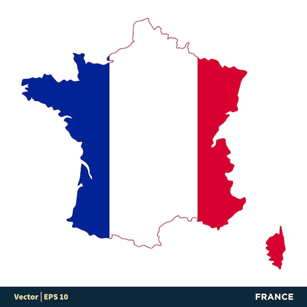 France Europe Countries Map and Flag Vector Icon Template Illustration Design Vector EPS 10