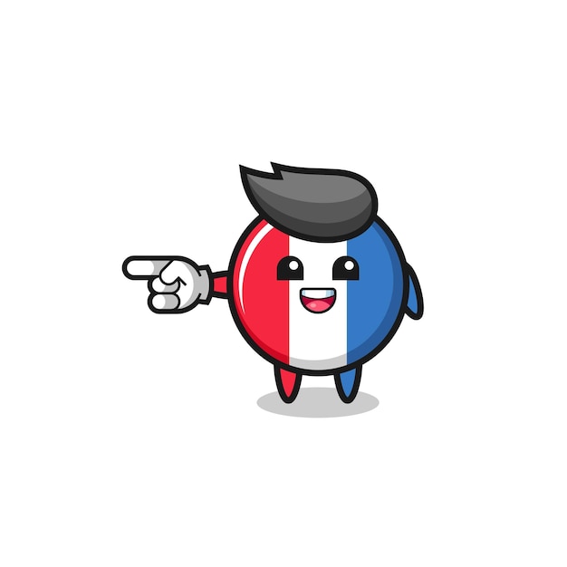 France flag cartoon with pointing left gesture cute design