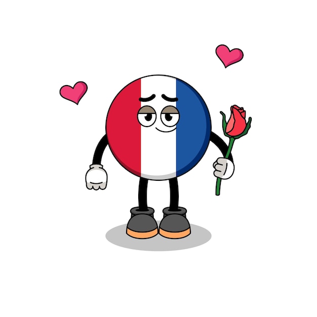 France flag mascot falling in love character design