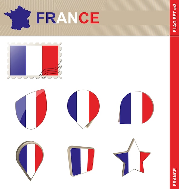 France Flag Set Flag Set 3 Vector