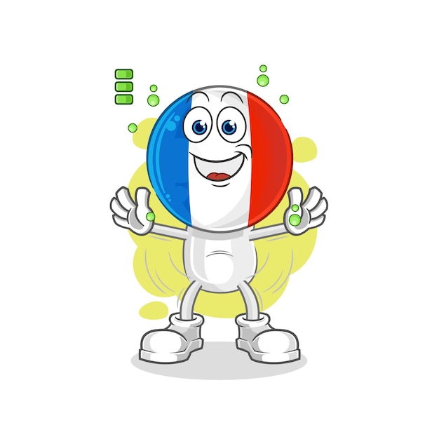 France full battery character cartoon mascot vector