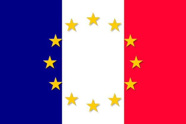 France national flag with a star circle of EU