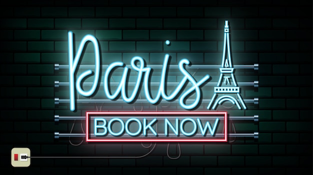 France and Paris Travel And Journey neon light background