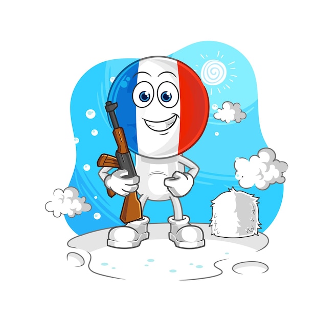 France soldier in winter character mascot vector