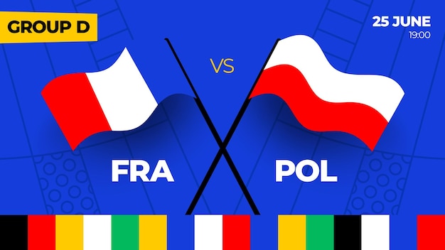 France vs Poland football 2024 match versus 2024 group stage championship match versus teams intro sport background championship competition