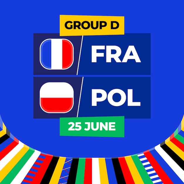 France vs Poland football 2024 match versus 2024 group stage championship match versus teams intro sport background championship competition