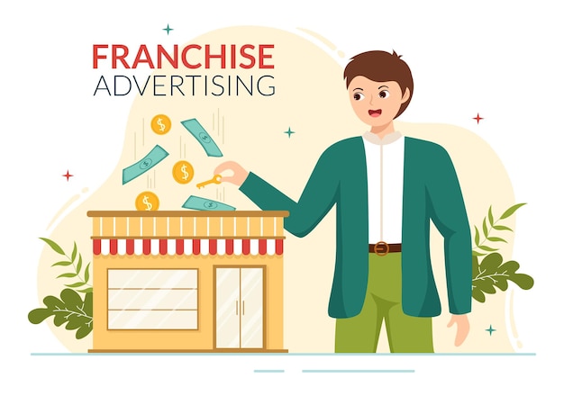 Franchise Advertising Illustration with Business and Finance to Promoting Successful or Marketing