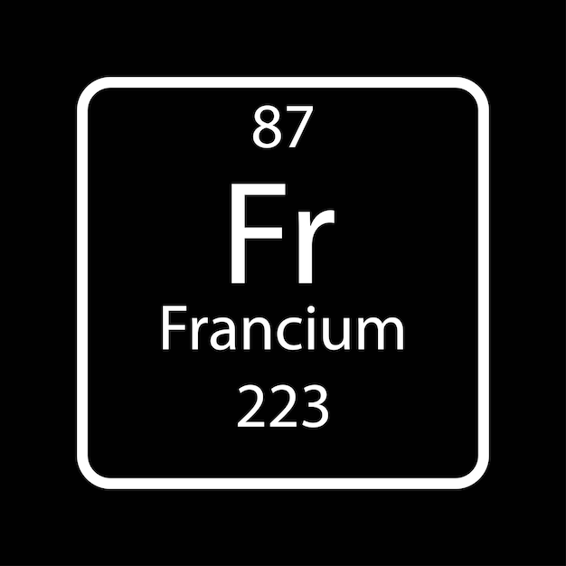 Francium symbol Chemical element of the periodic table Vector illustration