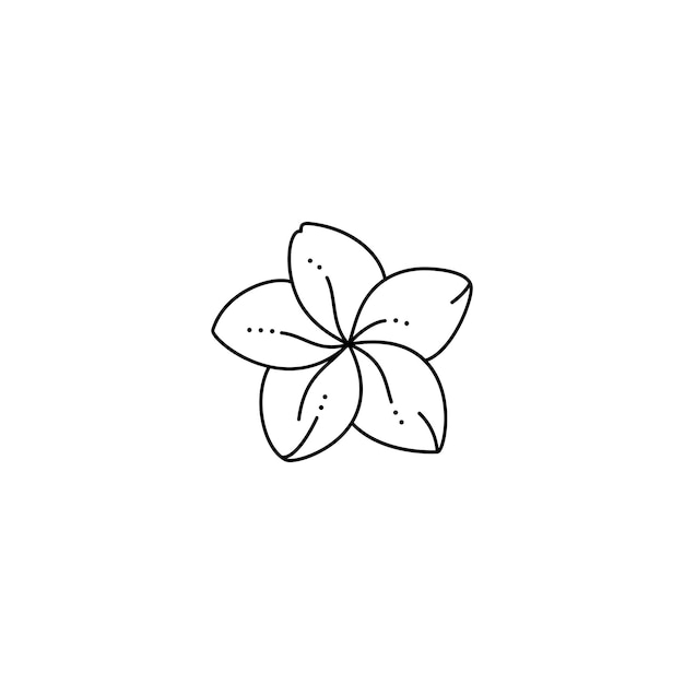 Frangipani Flower in a Trendy Minimalist Liner Style. Vector Plumeria Flower Illustration for printing on t-shirt, Web Design, beauty Salons, Posters, creating a Logo and Patterns