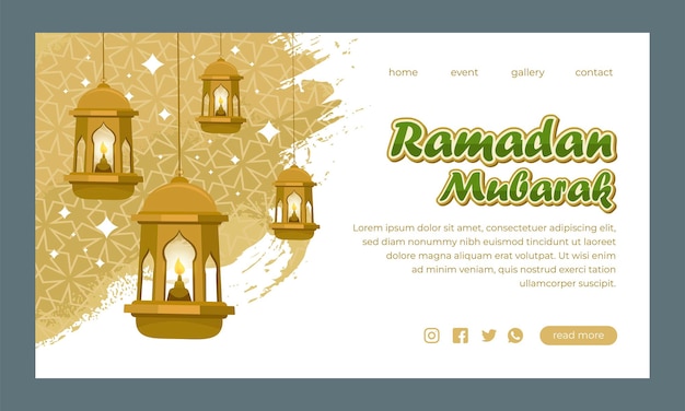 Vector free beautiful ramadan landing page template