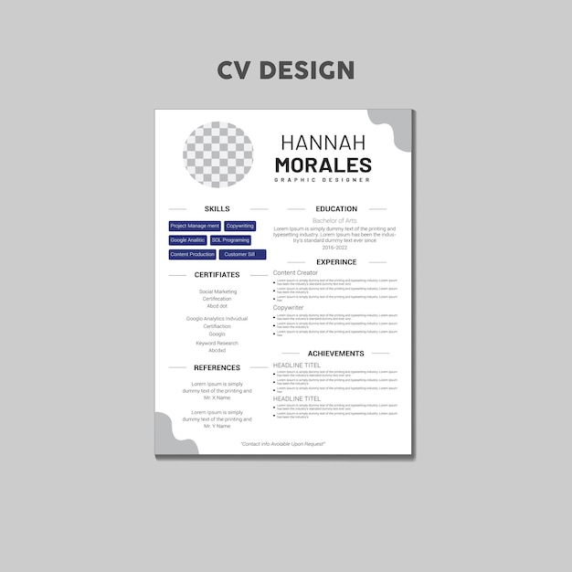 Free clean and modern resume or cv template