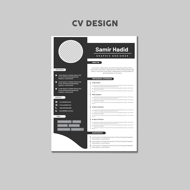 Free clean and modern resume or cv template