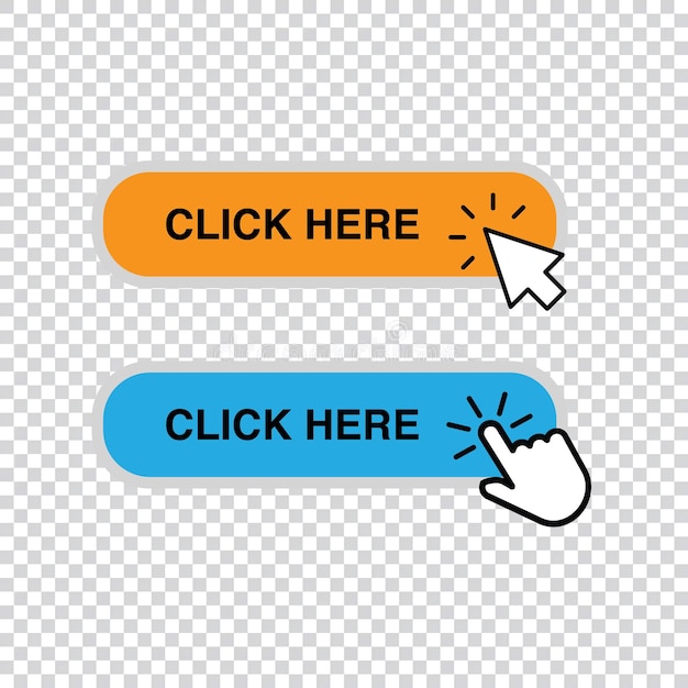 Free clickable button with black and white icon on transparent background