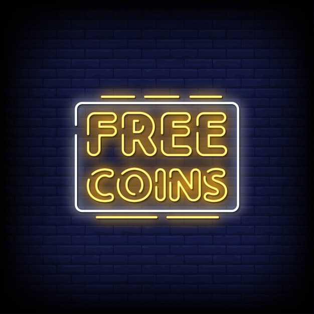 Free Coins Neon Signs Style Text vector