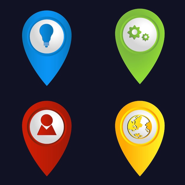 Free colorful navigation and location icon vector set