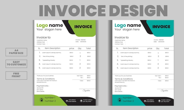 Free and creative vector business money bill amp invoice template design