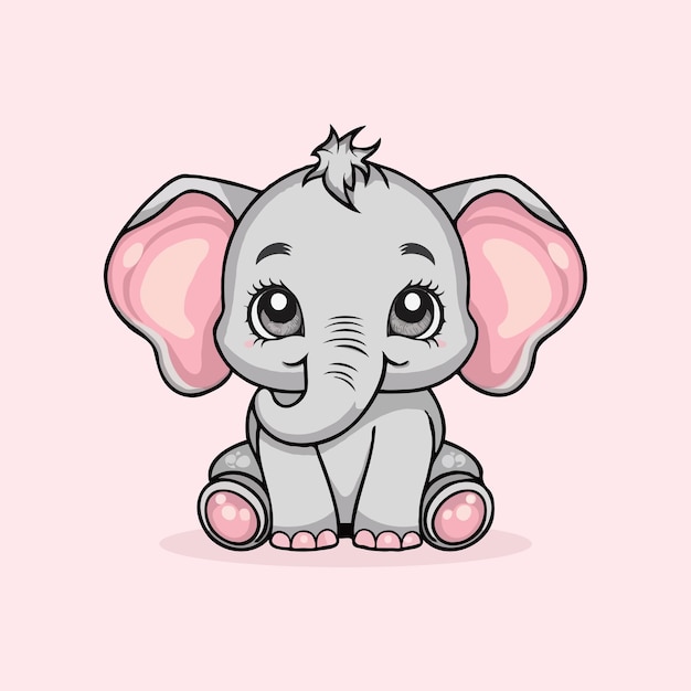 Free cute baby elephent vector