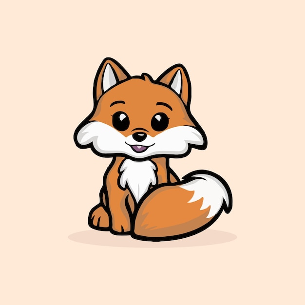 free cute baby fox with a white nose and a brown nose vector