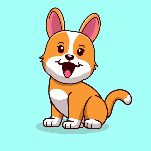 free cute corgi dog sitting vector illustration