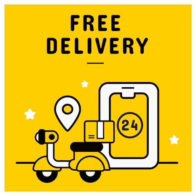 Free delivery banner from online shopping concept