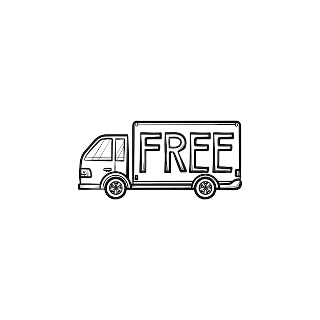 Free delivery truck hand drawn outline doodle icon. Free shipping, delivery service and courier concept