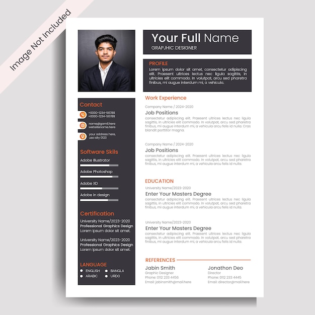 Free EPS black and white Resume CV