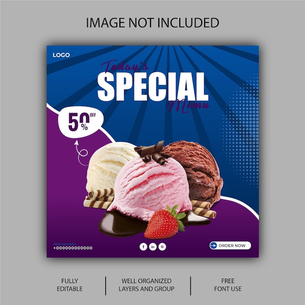 Free EPS ice cream social media post design template