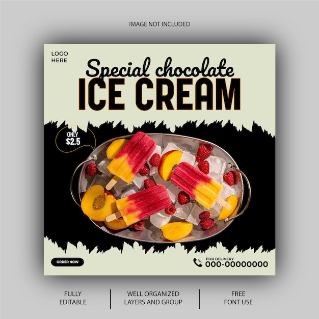 Free EPs vector special delicious chocolate ice cream social media banner post design template