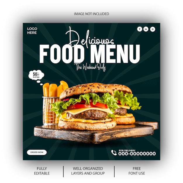 Free ESP Food social media post design template