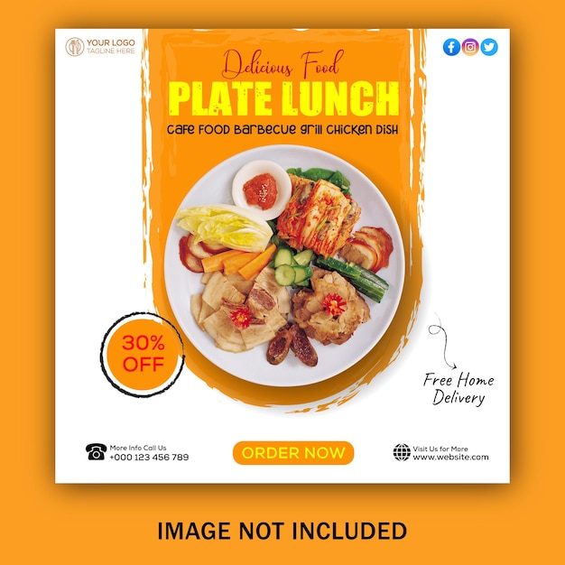 Free food social media promotion and instagram banner post design template