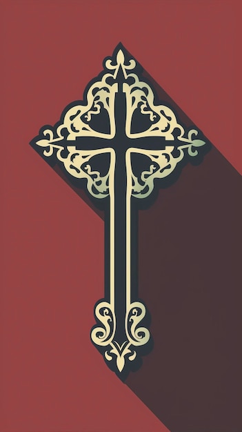 Vector free gothic cross icon flat vector illustration