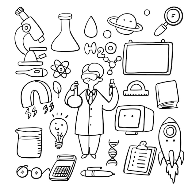 Free Hand Drawn Sketch Of Science Day Doodles Icons Vector Illustration