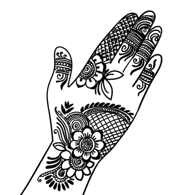 Free Hand Drawn Wedding Mehndi Design Vector Illustration On White Background