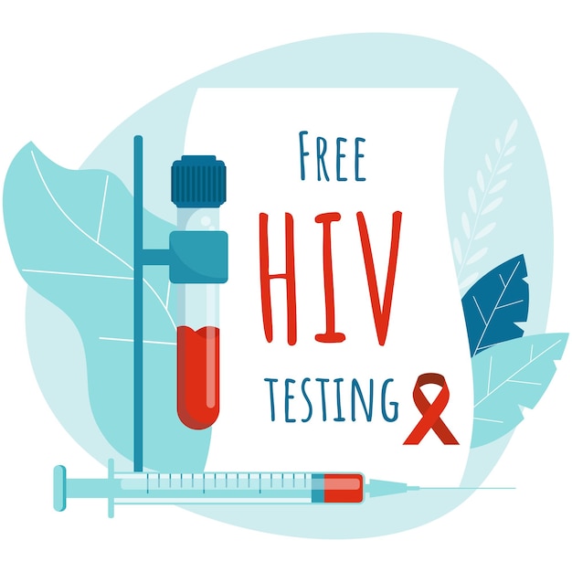 Free HIV testing Aids poster design HIV test tube and syringe