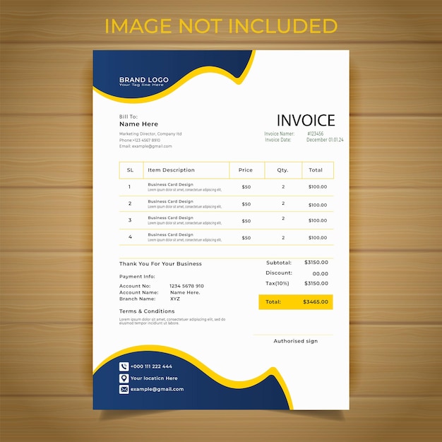 Free Invoice Design vector minimal flat design driving school template vector design