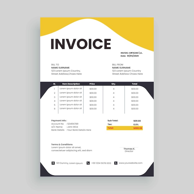 free invoice template Vector design for your business