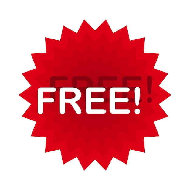 Vector free label free tag red tag sticker with the word free isolated on a white background