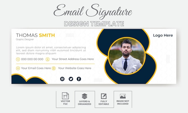 Free Modern minimal email signature template or email footer and personal social media cover design