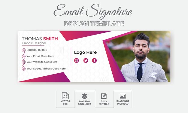 Free modern Vector creative office email signature template design