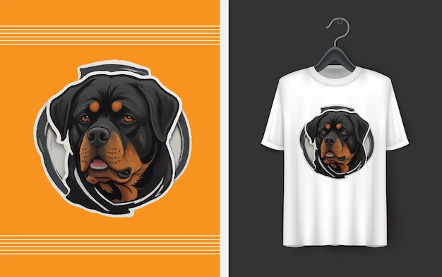 Vector free new tshirt design rottweiler dog and tshirt vector design template