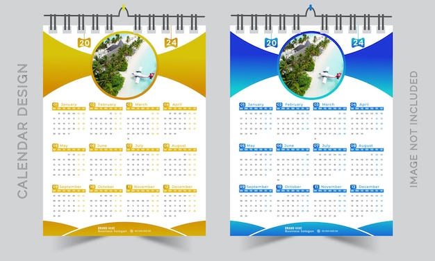 Free new year 2024 calendar design with two color