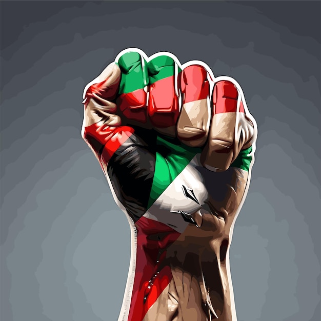 Free Palestine poster Hand fist with the colors of Palestine flag vector file