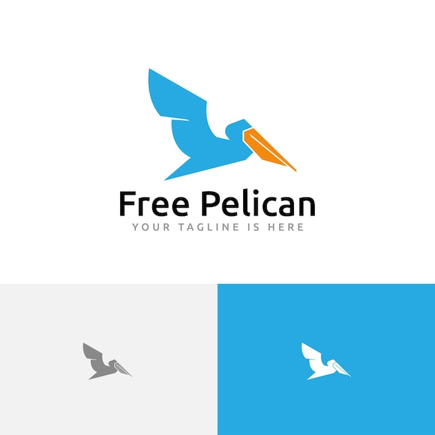 Free Pelican Bird Flying Tour Travel Logo Symbol Template