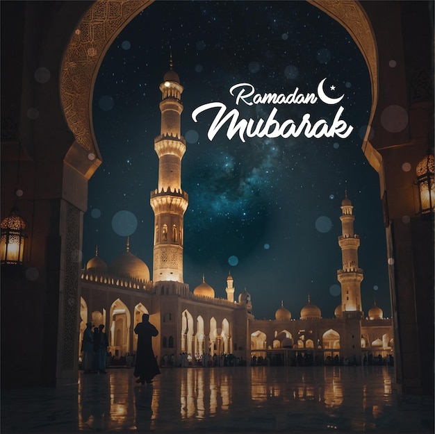 Free Ramadan mubarak design with photo of beautiful mosque