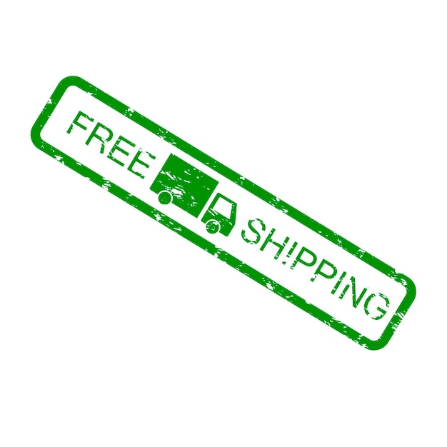 Free shipping green rubber stamp isolated on white