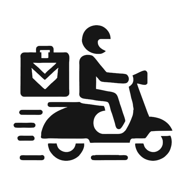 Free Shipping Motorbike Food Delivery Boy Icon in Vector Illustration for All Projects