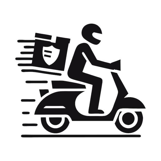 Free Shipping Motorbike Food Delivery Boy Icon in Vector Illustration for All Projects