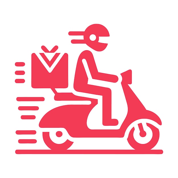 Free Shipping Motorbike Food Delivery Boy Icon in Vector Illustration for All Projects